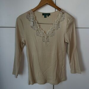 Ralph Lauren Lace Trim Top small
